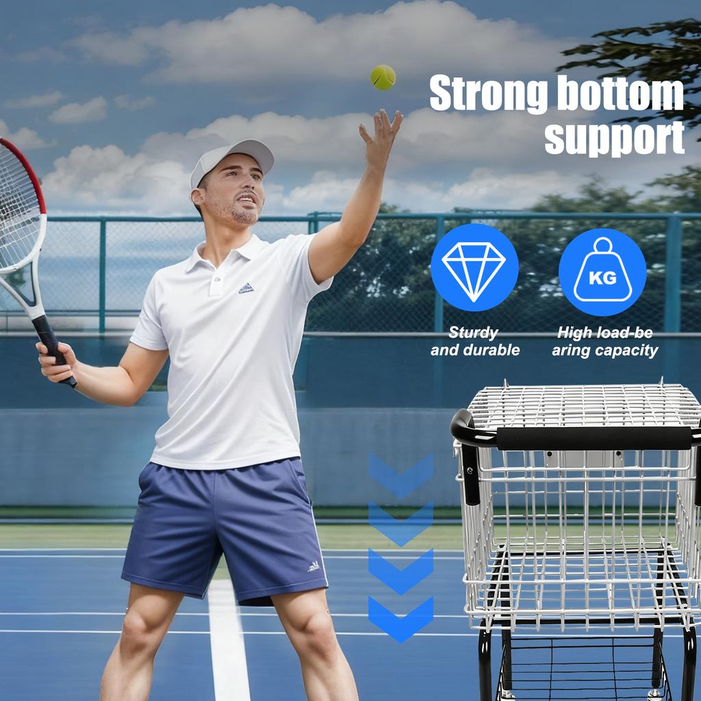 Тележка для хранения и сбора теннисных мячей на колесах, складная, вмещает 350 мячей, корзина-бункер для теннисных мячей на колесах, собиратель