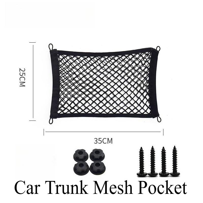 Car Trunk Mesh Pocket Elastic Side Storage Net Car Sundries Storage Bag Car Mesh Bag Tail Box Luggage Net Organization