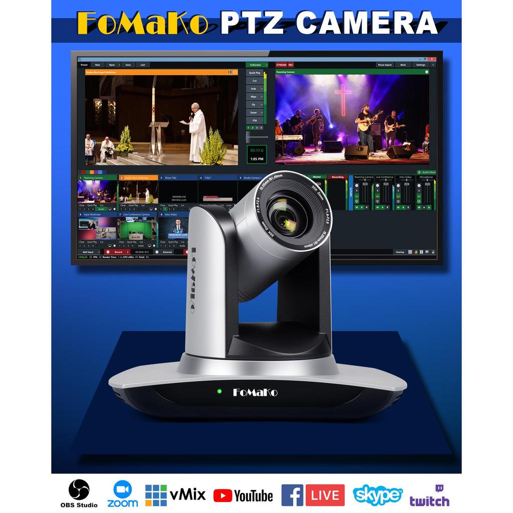 2024 FoMaKo HDMI PTZ Camera Bundle 20X Optical Zoom BH402 and Controller Keyboard PTZ Camera Kit Bundle