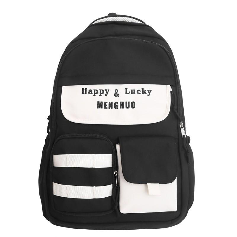 Japanese Style Primary School Girls Backpack Cute Large Capacity Schoolbag High School Campus Wind Double Shoulder Bag White