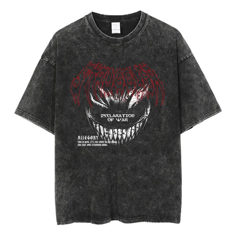 Футболка аниме Berserk Guts Acid в стиле ретро с винтажным принтом, мужские повседневные футболки с коротким рукавом из хлопка