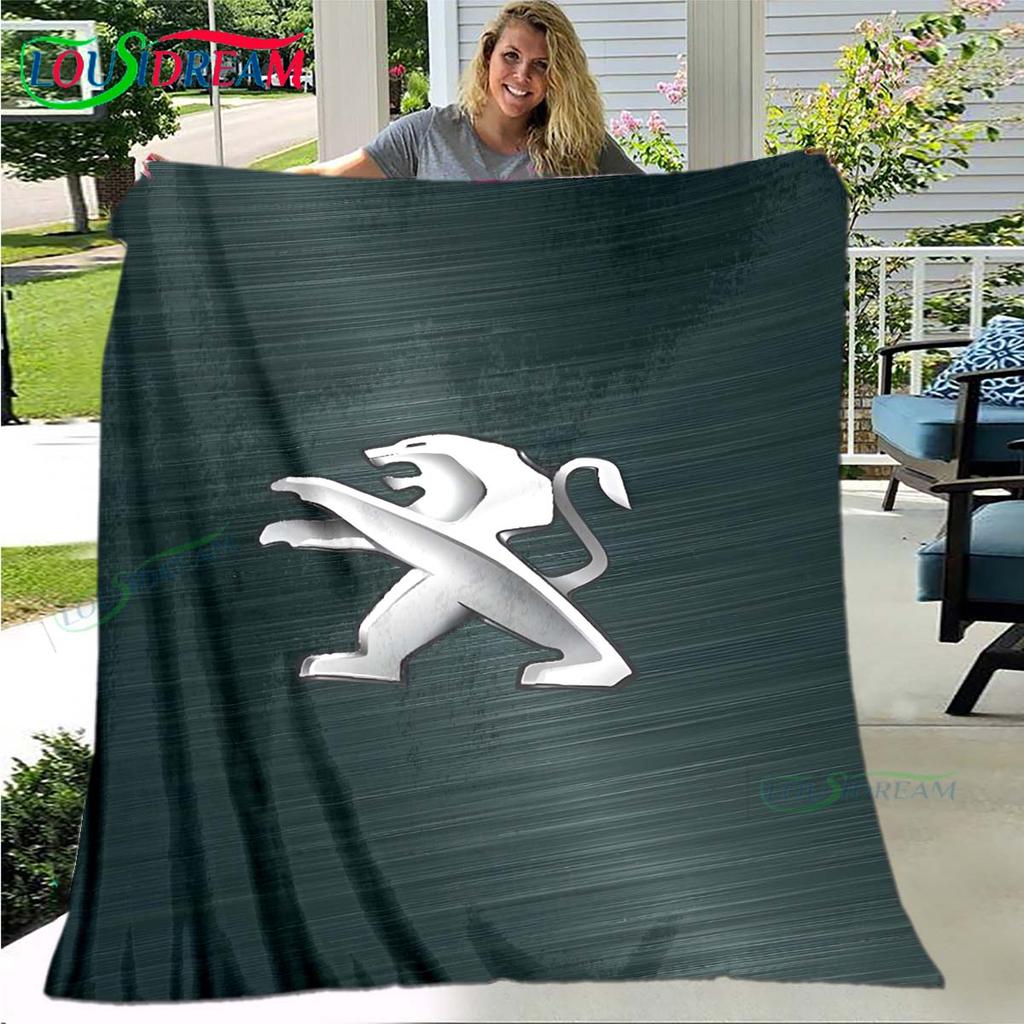 Fashion Car P-Peugeot Logo Blanket Flannel Throw Blanket For Home Bedroom Bed Sofa Picnic Office Hiking Leisure Nap Gift