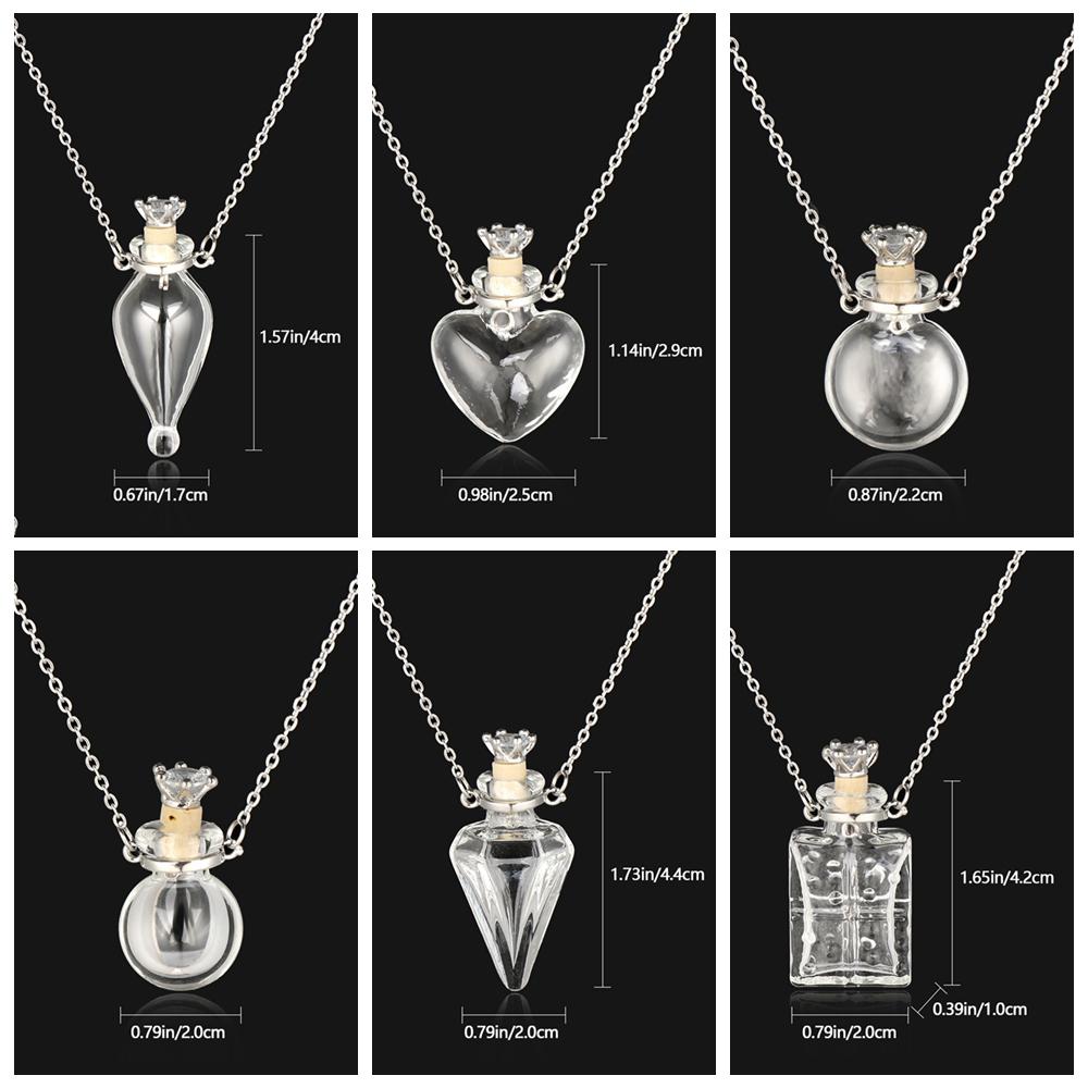 Drop Heart Steel Chain Glaze Vial Necklace Essential Oil Pendant Memorial Jewelry Perfume Jewellery