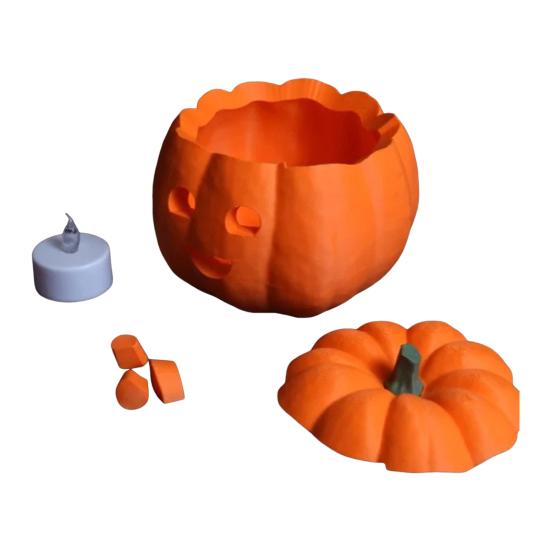 LED Pumpkin Light Halloween Jack-O'-Lantern Flickering Tea Light Inside Orange Pumpkin for Mantel Fall Festival Decoration