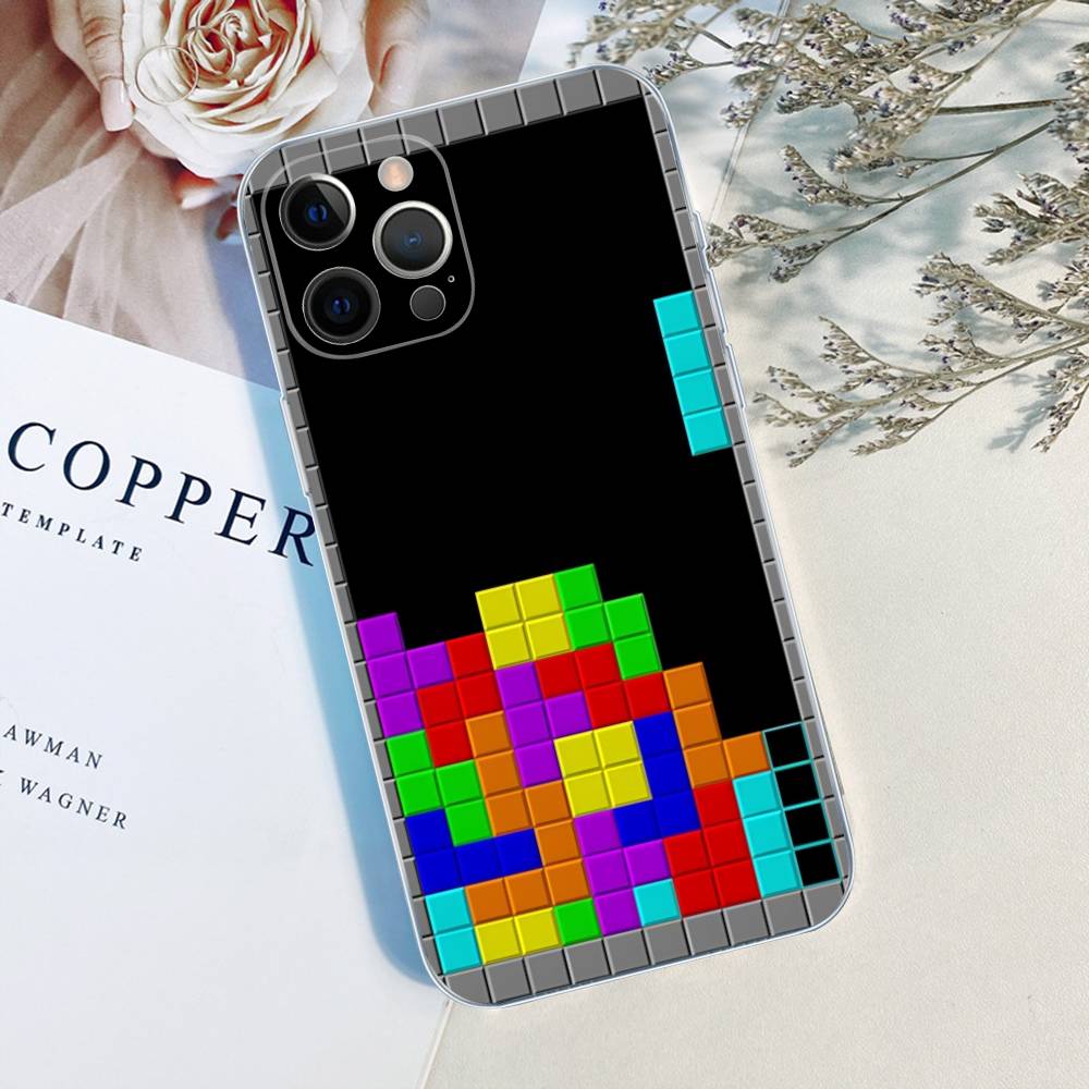 Винтажная игра Т-Тетрис Чехол для телефона IPhone 16 15 Promax IPhone 14 11 12 Высококачественный 13 Pro Силиконовый
