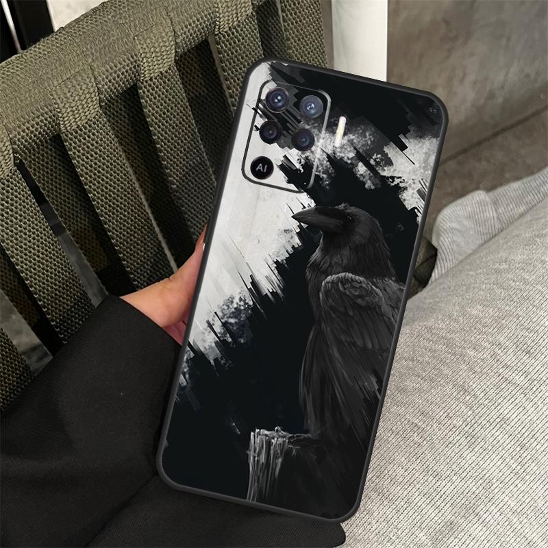 Crow Raven Dark Skull Case For Oppo A58 A18 A38 A78 A98 A17 A77 A80 A40 A60 A16 A76 A96 A74 A94 A54 A15 A57S Cover