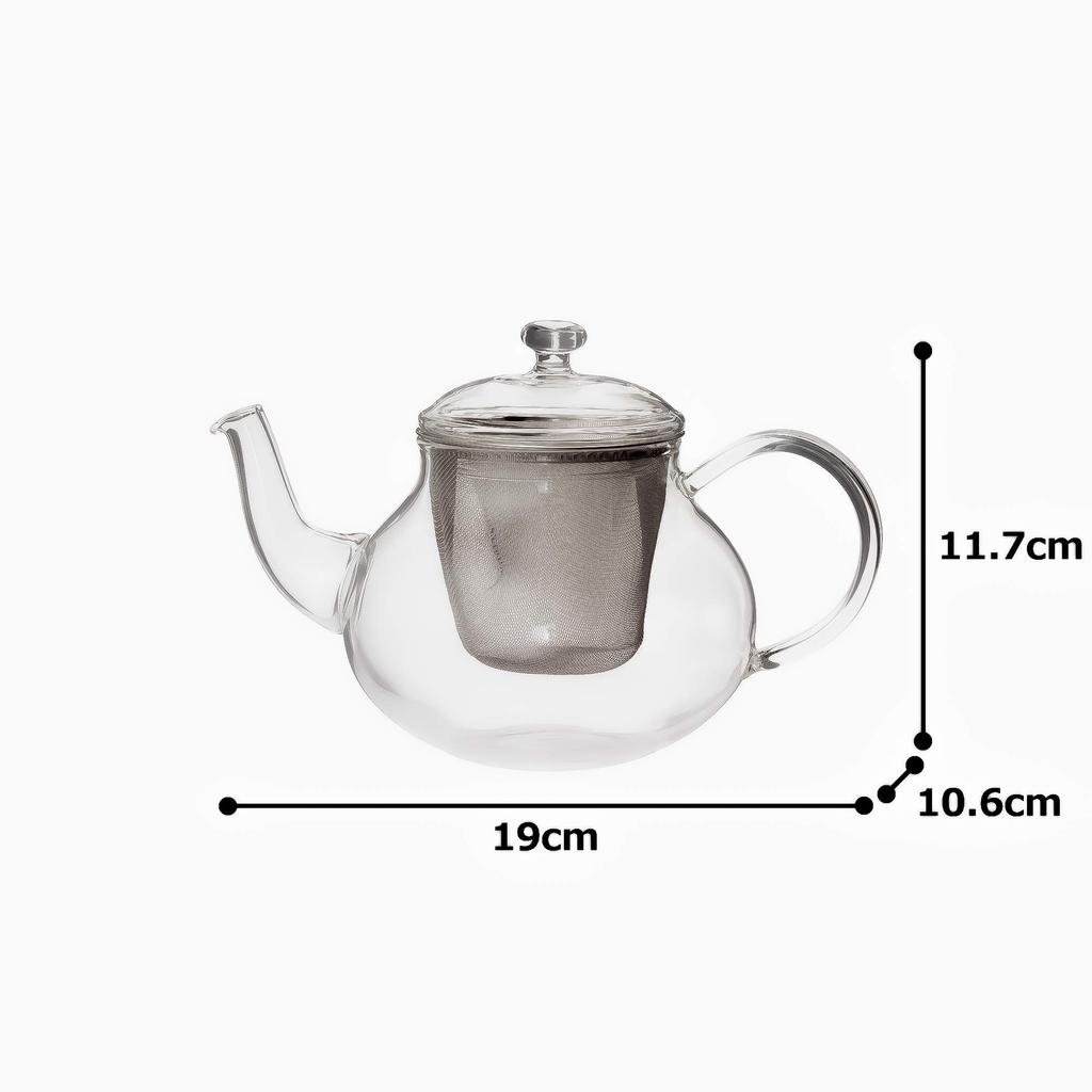 TAMAKI Teapot, Charm Drop, Diameter 18cm x Depth 12cm x Height 12.5cm, 600ml, Microwave-Safe, Heat-Resistant Glass, T-764305