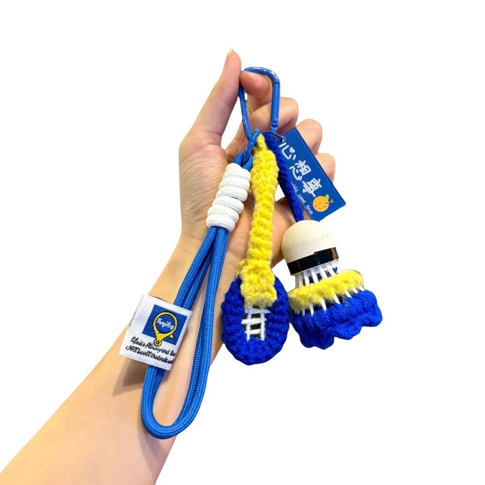 Мини Крючок Брелок для Бадминтона Яркий Цвет Брелок для Ключей Машины Вязаный Подвеска Бадминтон Декор для Рюкзака