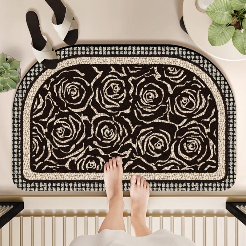 Toilet floor mat non-slip bathroom door mat absorbent foot mat toilet quick-drying diatom mud carpet at the door of the toilet