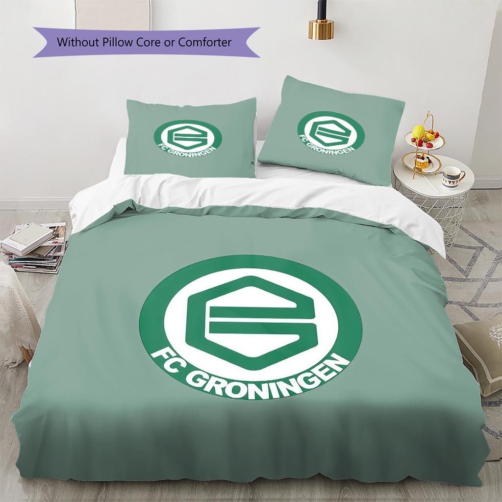 FC Groningen Pattern Bedding Quilt Set  Home Decoration  Gift (1 * duvet cover + 2 * pillowcase  without core)