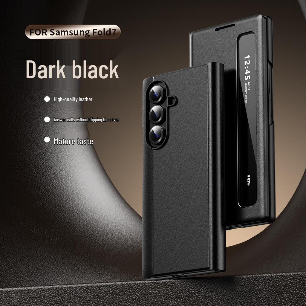 Кожаный чехол-книжка Samsung Z Fold 8 Ultra с умным боковым окном - Business Edition.