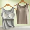Женский топ-майка без рукавов с широкими бретелями и встроенным бюстгальтером с мягкой подкладкой