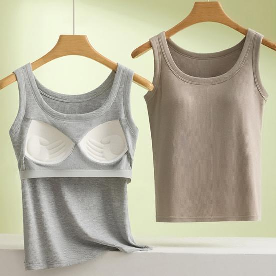 Женский топ-майка без рукавов с широкими бретелями и встроенным бюстгальтером с мягкой подкладкой