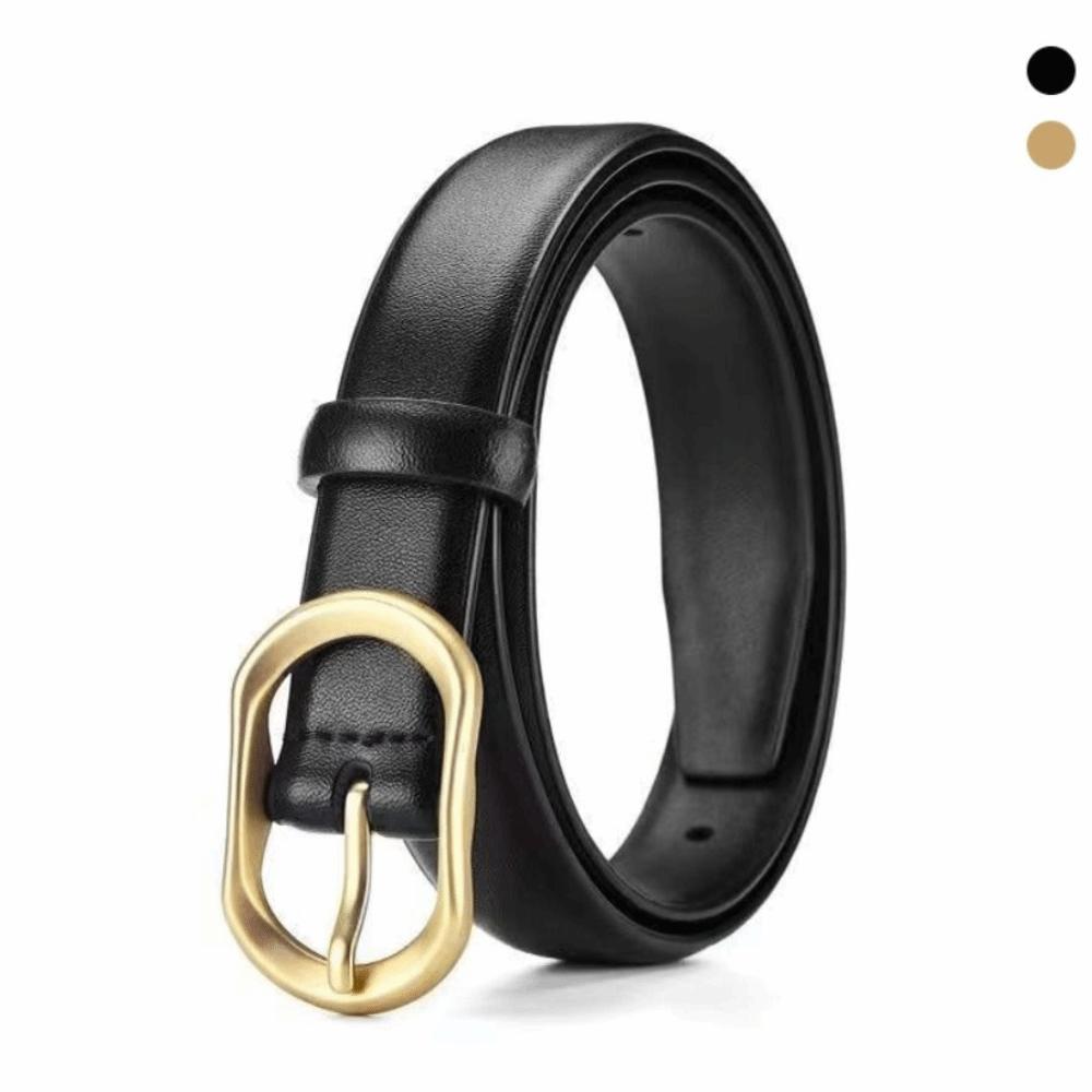 Adjustable Ladies Thin Soft Waistband With Gold Buckle Fashion Leather Waist Belts Jeans