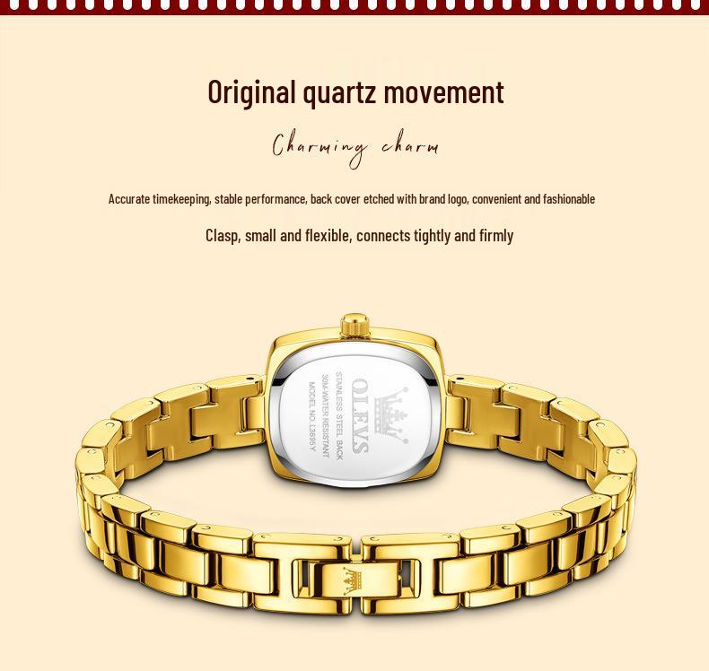 OLEVS Женские изысканные минималистичные часы-браслет с квадратным циферблатом в стиле ретро, кварцевые