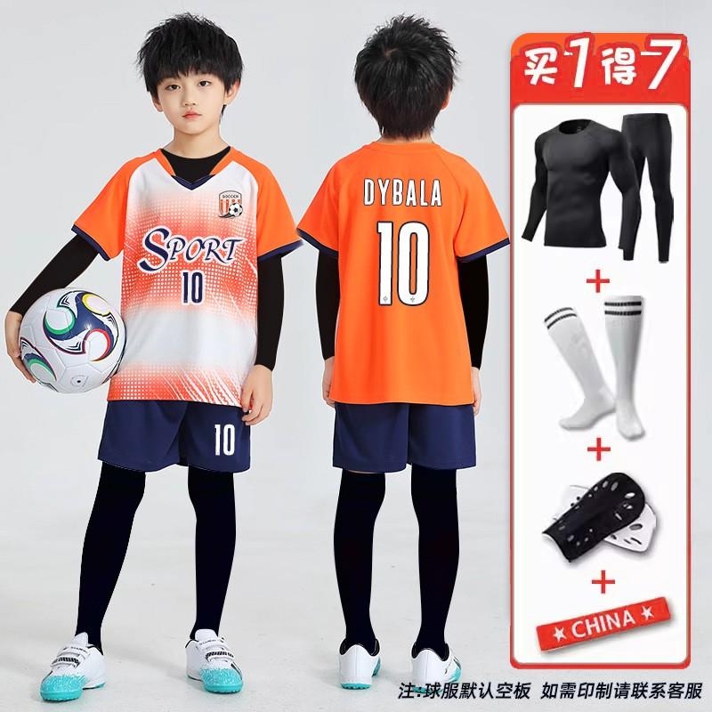 Kids Soccer Jersey Set Long Sleeve 4pcs Training Uniforms Customizable Boys Girls
