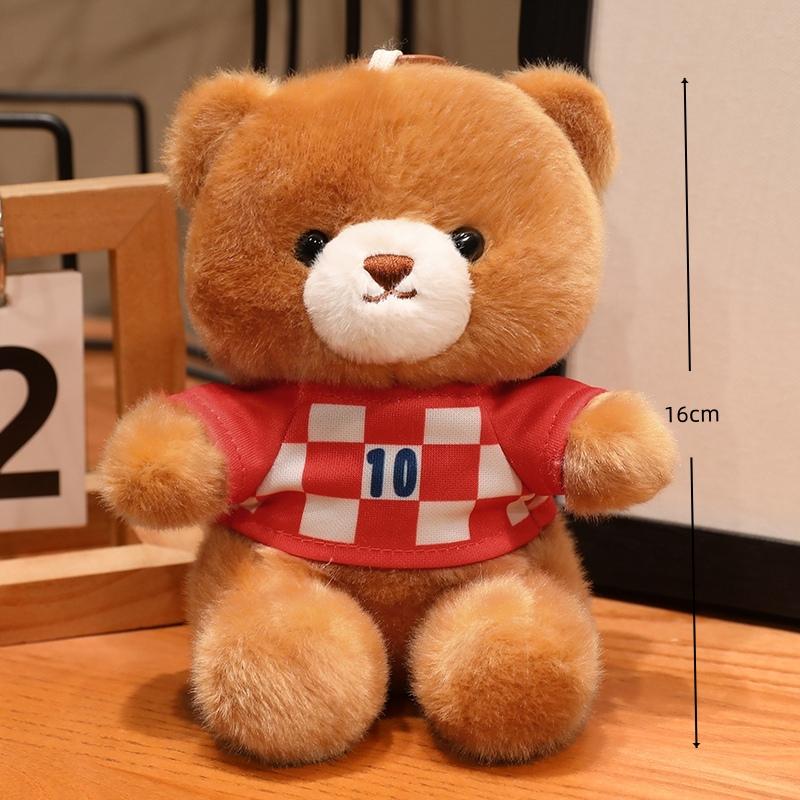 Football Bear Plush Pendant Toy - Lovely Stuffed Doll Wearing Football Jersey Fans Collection Gift Bear Wiffle Bag Decor