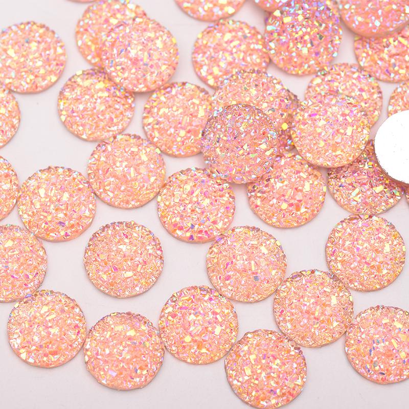 JUNAO 12mm 50Pcs Shiny Silver Round Rhinestone Applique Flatback Resin Gems Crystal Stone Stickers Non Sew Strass for Decoration