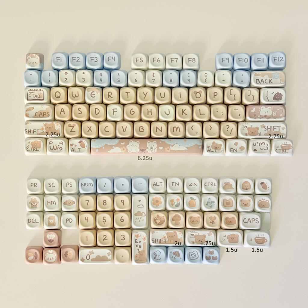 Cute KeyCaps MOA Pink Purple Yellow MAO Profile Cat Ear Shape Custom PBT Keycap for 60% 65% 75% TKL 96% Mechanical Keyboard