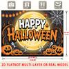 Party Backdrop Halloween Moon Flat Pumpkins Spiders Skeletons Multi Layered Celebrations Photo Booth Background Front Door Decor