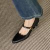 Krazing Pot Овечья кожа Лето Весна Осень Зима Средний каблук Женские Туфли Мэри Джейн с круглым носком Неглубокие лодочки