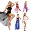 Women Sleeveless Asymmetrical Mesh Ballet Dance Maxi Dress Gymnastics Leotard Lyrical Modern Dance Costumes
