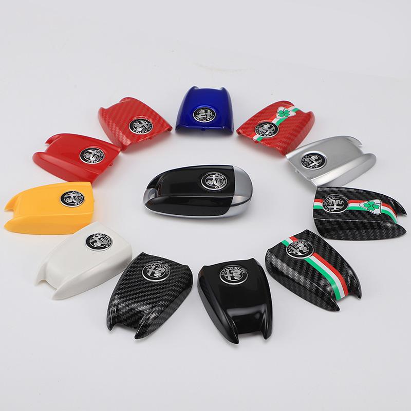 Car Logo Key Cover Replacement Key Case For Alfa Romeo Giulietta Giulia Mito Stelvio Tonale Carbon Fiber Style zj9