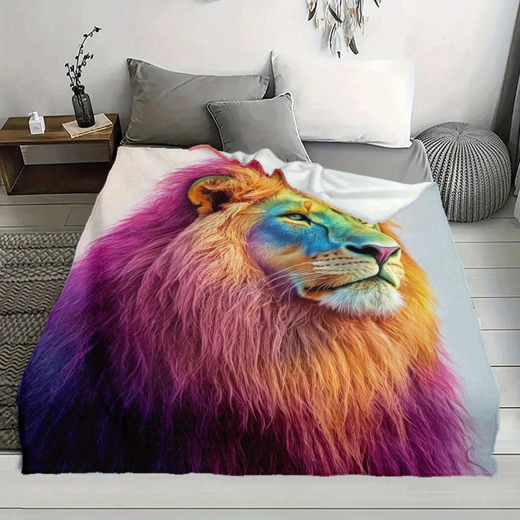 A Lion Print Fleece Blanket, a Gift for African Girls, Granddaughters, And Daughters, Perfect for Holidays, Versatile for Outdoo
