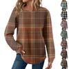 Women's Plaid Print Round Neck Long Sleeve Casual Loose Top
