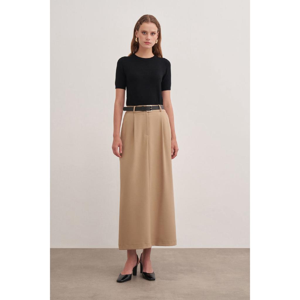 1161111 Флонелевая шерстяная юбка с поясом