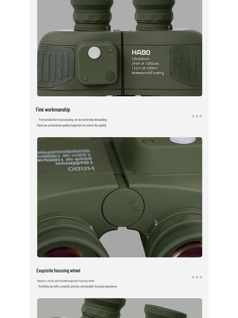 Водонепроницаемый, защищенный от запотевания бинокль 10x50 ED высокой четкости с инфракрасным дальномером и морским компасом