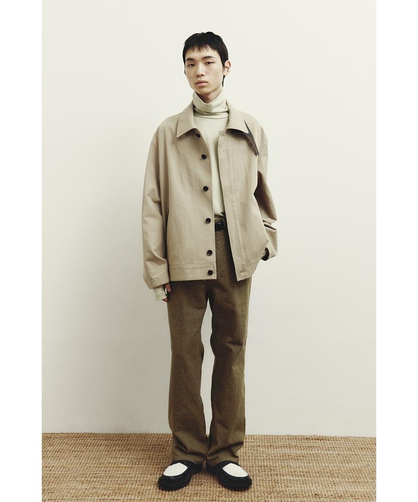 Youth Leather Trim Cotton Jacket - Beige