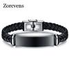 ZORCVENS Новые модные персонализированные браслеты с подвесками из нержавеющей стали из натуральной кожи, плетеный мужской браслет на заказ