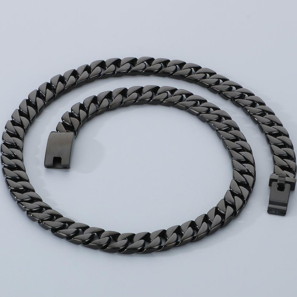 Кубинская цепочка длиной 50/60 см шириной 12 мм, ожерелья для мужчин, однотонная цепочка из нержавеющей стали на шею, вечерние мужские ювелирные изделия, подарки, 5 цветов