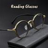 Brand Design Stainless Steel Photochromic Anti Blue Light Reading Glasses For Men And Women Retro Round Optical Eyewear Frame