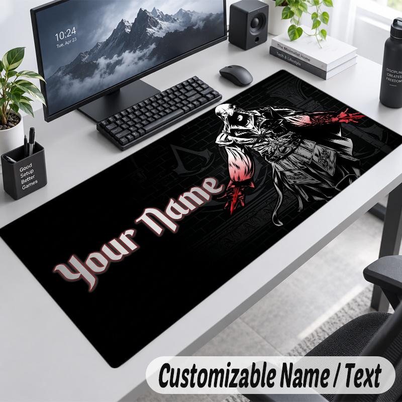 Assassin's Creed Personalized Large Mouse Pad Custom Name Text Extended Desk Mat Gaming Mousepad