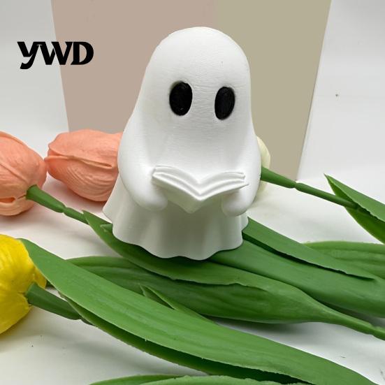 Маленькие статуэтки призраков для стола, Хэллоуин, Мини-украшение в виде книги для чтения, 3D-печатные милые маленькие прочные фигурки, Прочный ПЛА, Креативные книжные полки