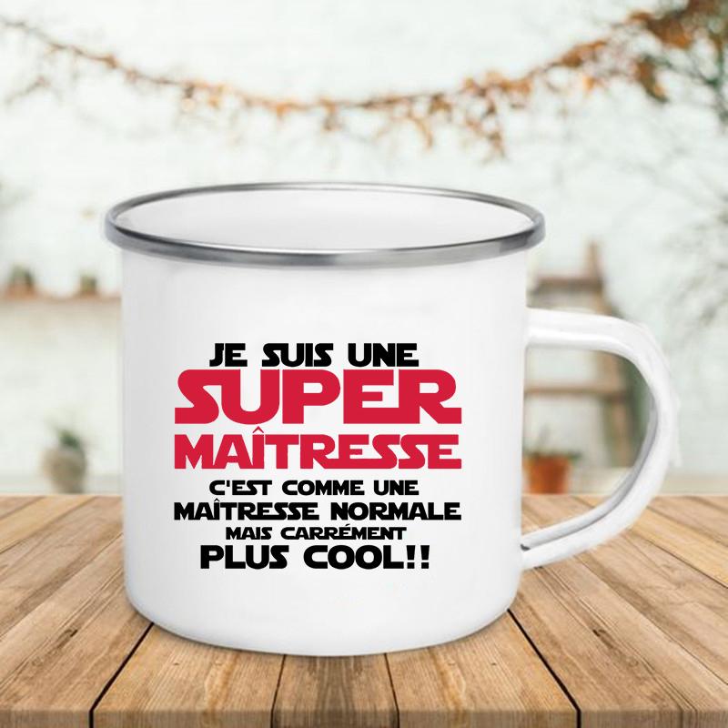 Creative Coffee Mugs French Print Enamel Mug Tea Drinks Dessert Breakfast Milk Cup Handle Drinkware Cups Best Gifts for Teacher