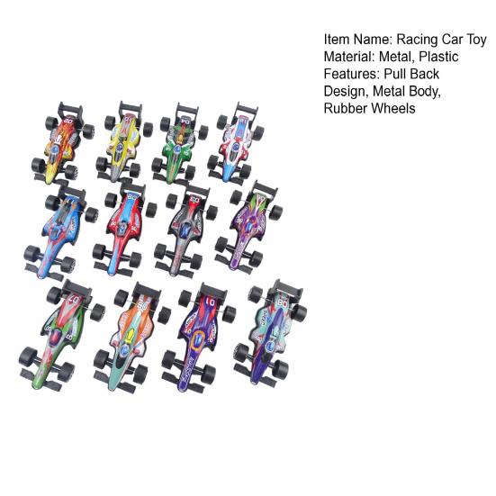 12 шт., детский гоночный автомобиль, игрушечный автомобиль с откатом Формулы 1, модель гоночного автомобиля, металлический корпус, резиновые колеса, литое украшение автомобиля, подарок на день рождения для маленьких мальчиков