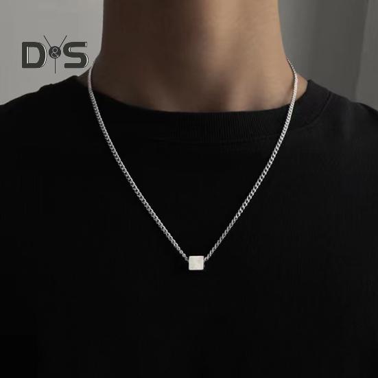 Геометрическое ожерелье с подвеской для мужчин Серебряный кубический кулон цепочка ожерелье гипоаллергенные украшения для повседневной носки