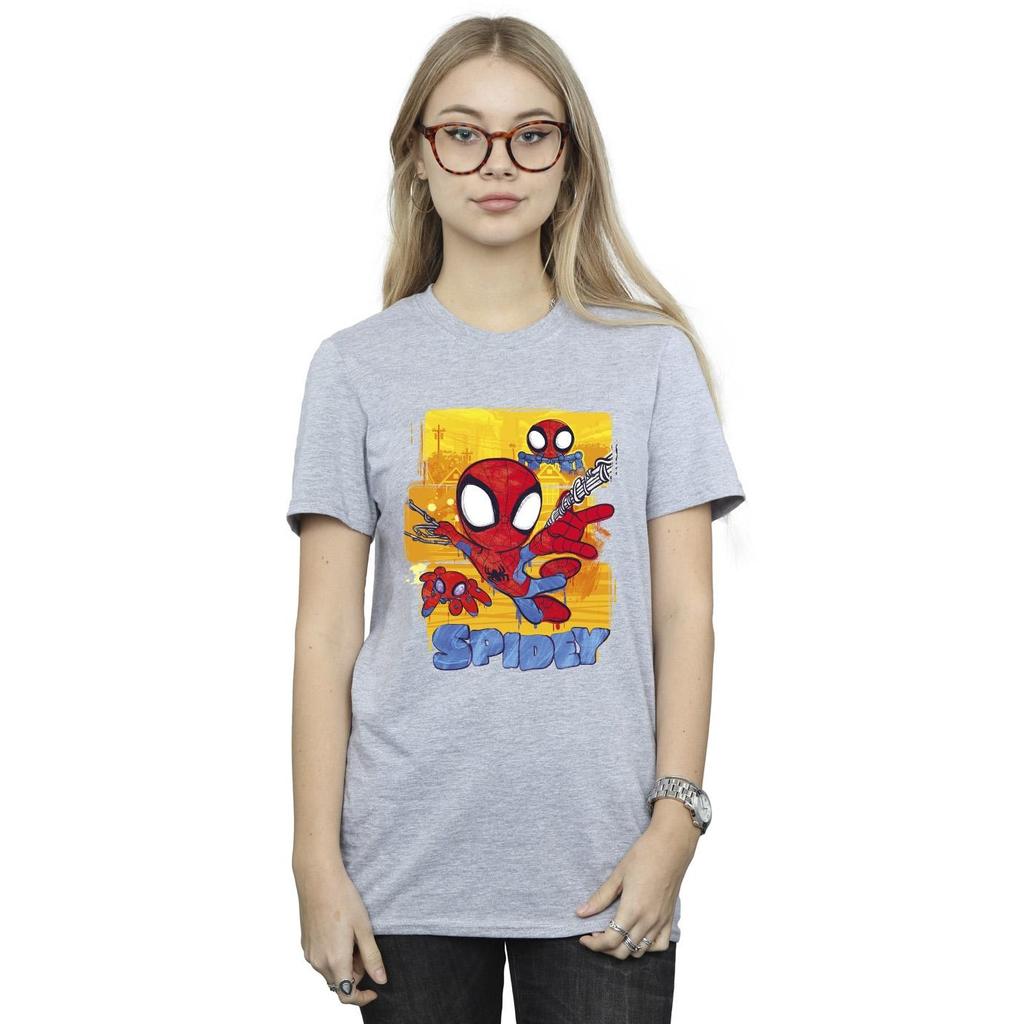 Marvel Womens/Ladies Spidey And His Amazing Friends Flying Cotton Boyfriend T-Shirt