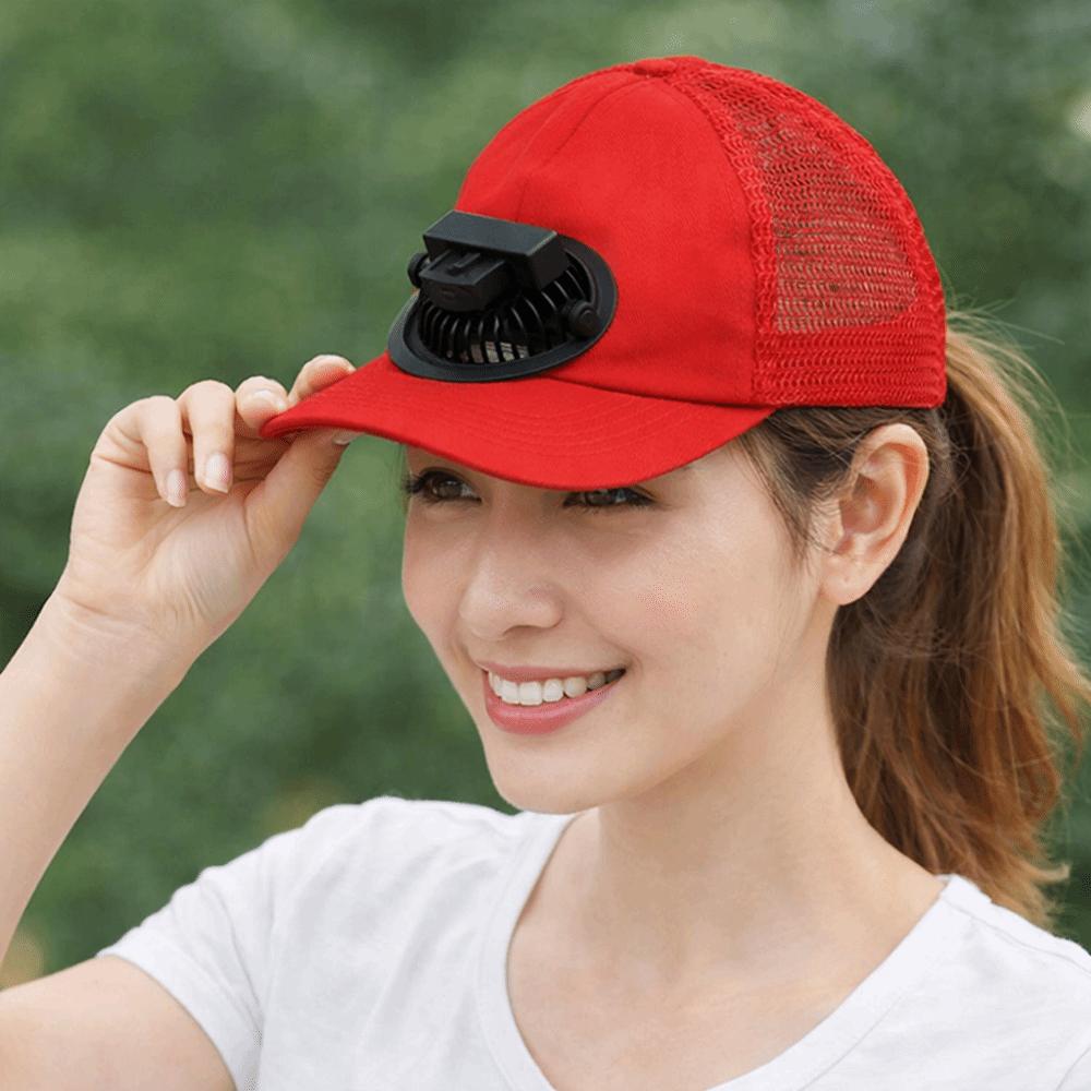 Portable Breathable Summer Fan Sunhat Mesh Strong Wind Baseball Cap Wide Brim Sun Protection Solar Fan Cap Men