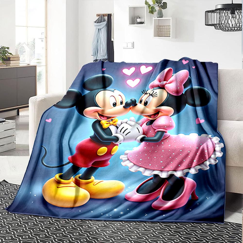 Mickey Minnie Romance Flannel Blanket Super Soft Warm Cozy Blanket For Sofa Bed Office Travel Allseason Home Decor Gift