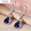 Delicate Drop Earrings for Women Luxury Female Party Accessories Bright Blue Zirconia Gorgeous Anniversary Gift Jewelry