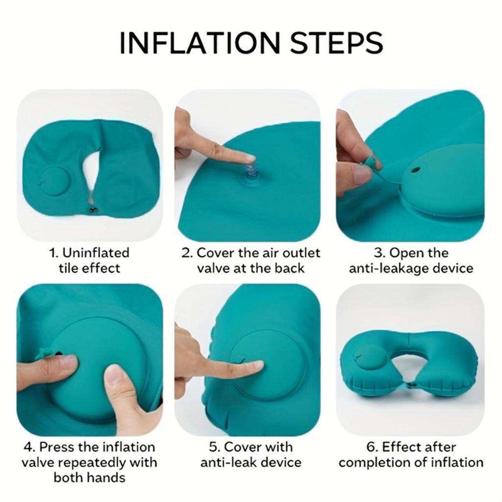 Flocking Inflatable Neck Pillow Portable Pillow Can Be Stored Self Filled Suitable For Outdoor Travel Camping Hiking