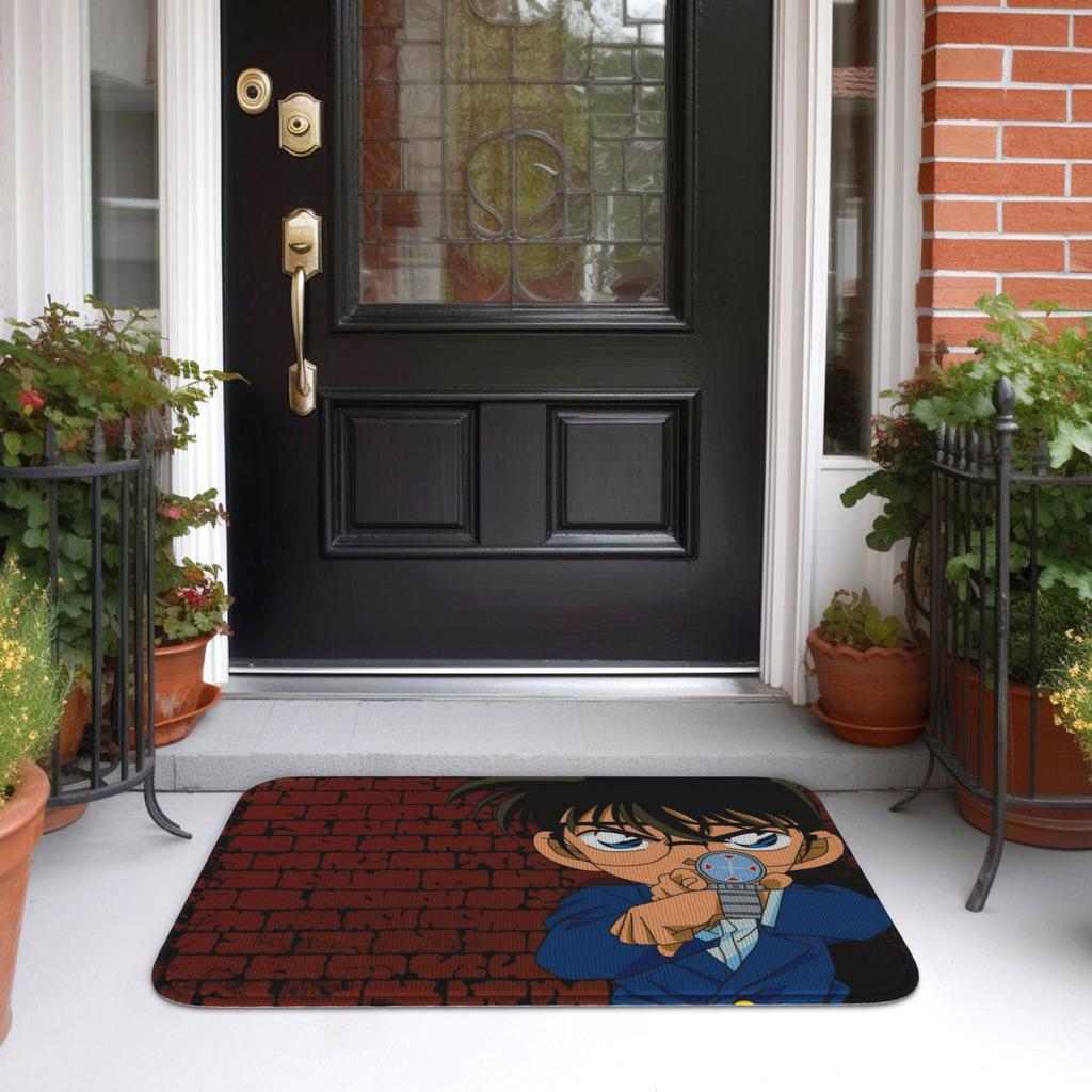 Custom Funny Detectived Anime Conan Doormat Non-Slip Entrance Welcome Kitchen Bath Floor Door Mat Toilet Living Room Carpet Rug