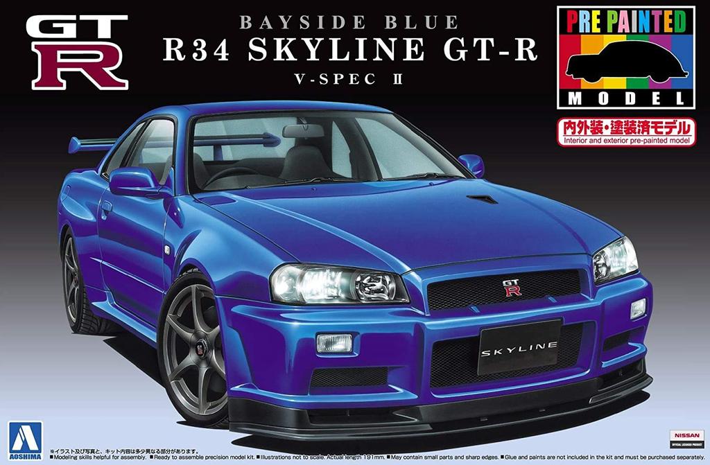 Серия моделей Aoshima Bunka Kyozai 31 R34 Skyline II Bayside Blue 1/24 Предварительно окрашенный Нет. GT-R V-Spec