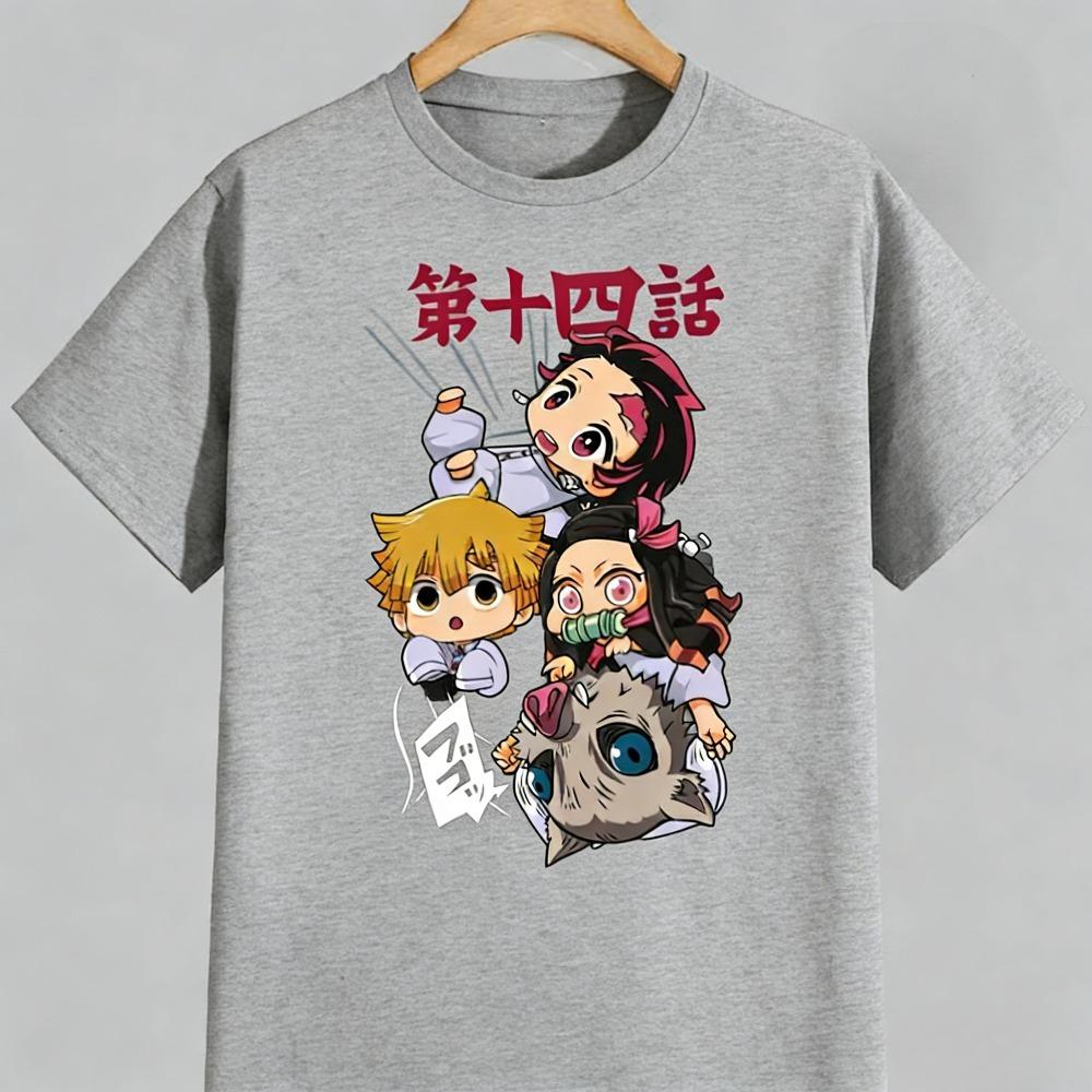 Nezuko Kamado Pure Cotton Unisexs and Womens Same Tshirt 2026 Summer Anime Printed Loose Casual Parent Child Top