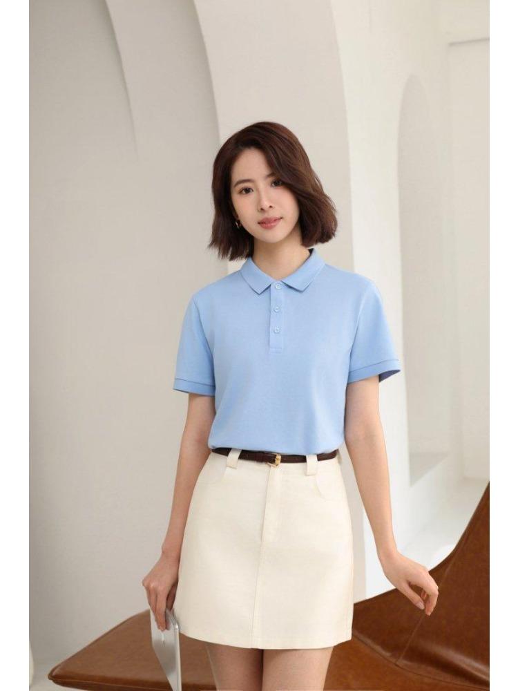 Летняя мужская и женская футболка с коротким рукавом и лацканом, однотонная, YG-688