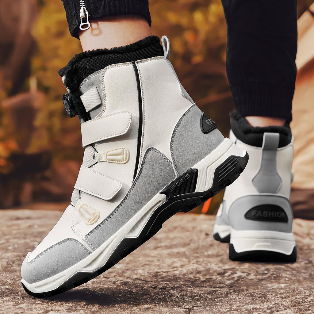 MCTIN Женские зимние сапоги Plus Snow Boots мужские средние теплые высокие хлопковые ботинки Большие противоскользящие однотонные